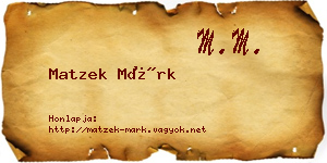 Matzek Márk névjegykártya